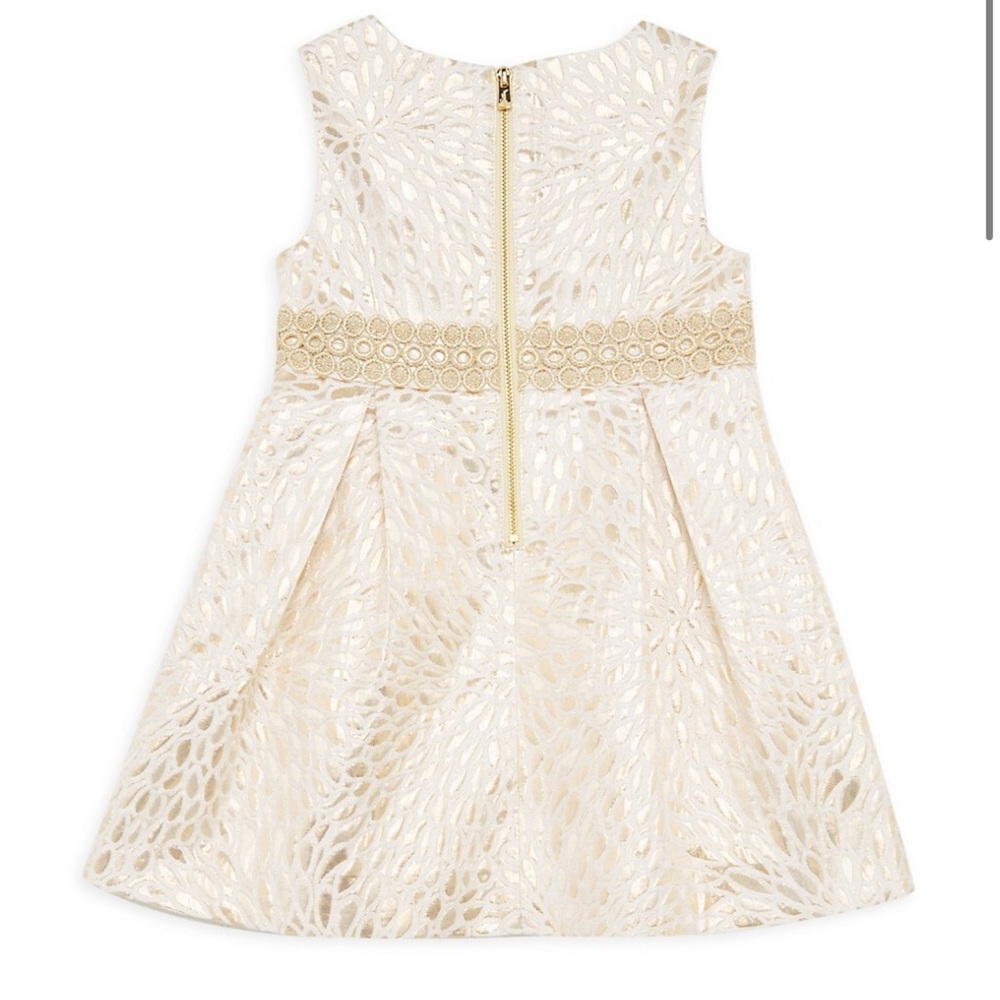 EUC Lilly Pulitzer Abrianna metallic gold jacquard dress